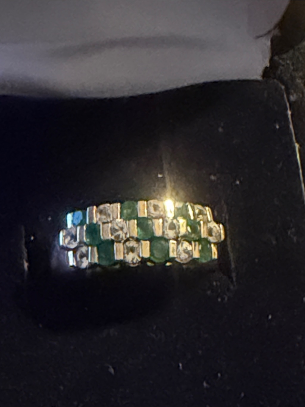 Gold 10k Emerald Sapphire Diamond Band Ring